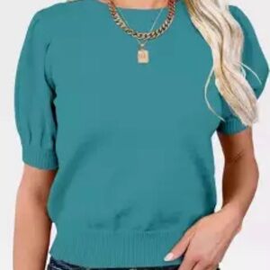 Women’s Teal Short Sleeve Sweater